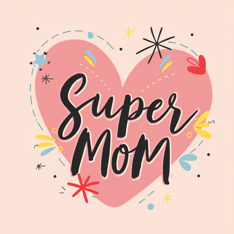 Classic Cotton Super Mom Heart Graphic T-Shirt