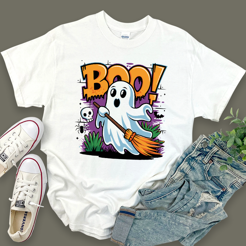 Halloween Pattern Top "Boo!" T-Shirt