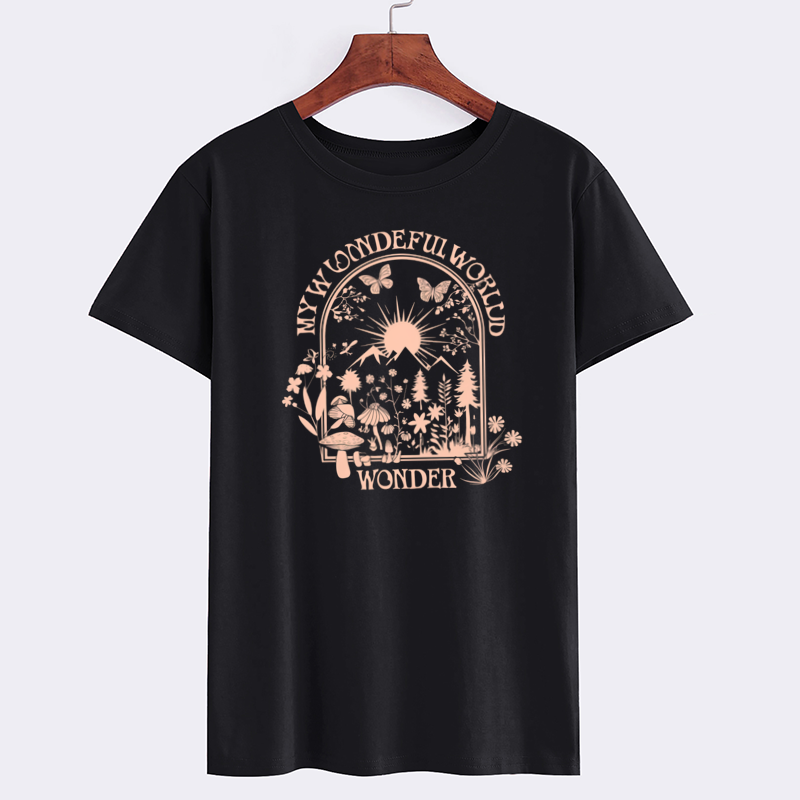 Wonder Nature Graphic Black Cotton T-Shirt