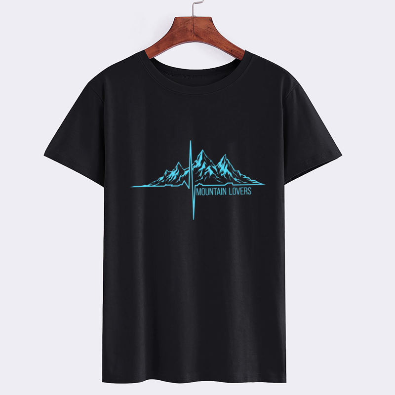 PeakPulse Mountain Lovers Black Cotton T-Shirt