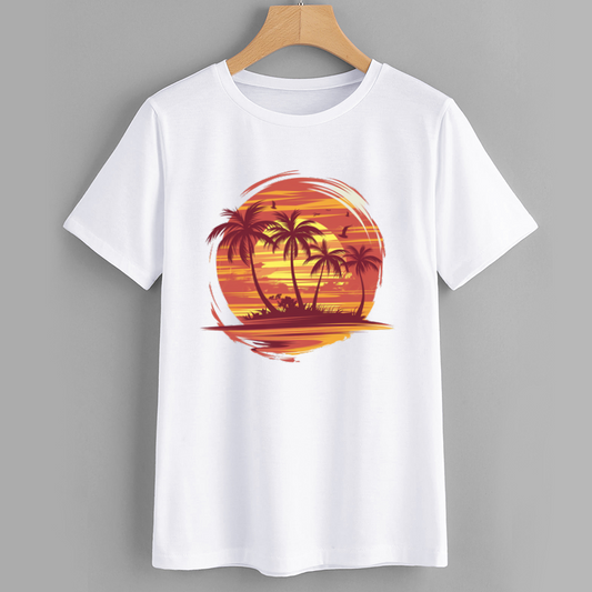 Sunset Palm Trees Graphic T-Shirt