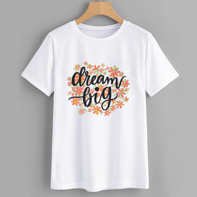Dream Big Cotton Floral Print T-Shirt