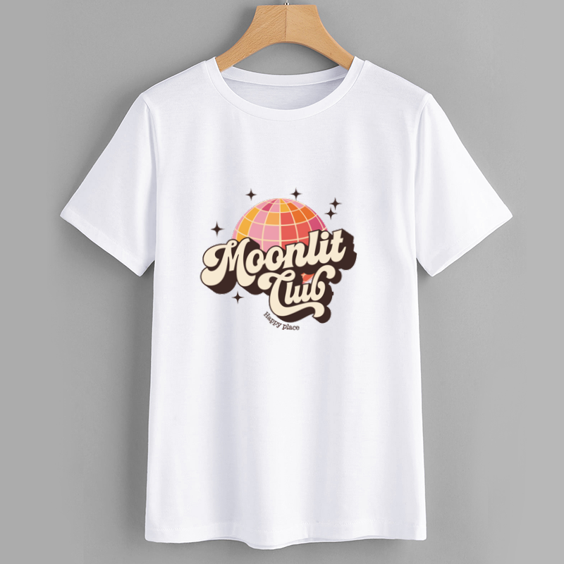 Moonlit Club Retro Graphic Cotton T-Shirt