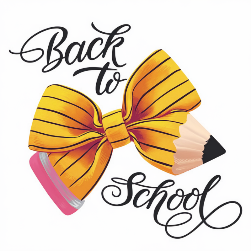 Back to School Yellow Bow Pencil Graphic T-Shirt