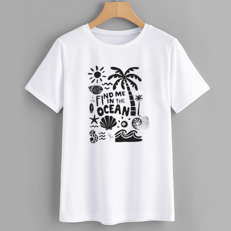 WaveFinders Palm Tree Ocean Graphic Cotton T-Shirt
