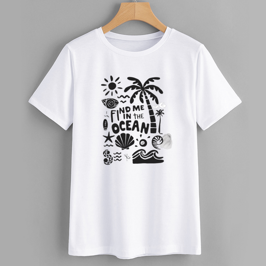 WaveFinders Palm Tree Ocean Graphic Cotton T-Shirt