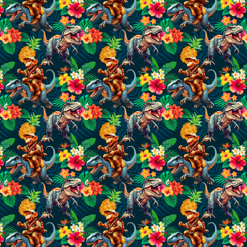 Hawaiian Fun Dinosaur Pattern Shirt