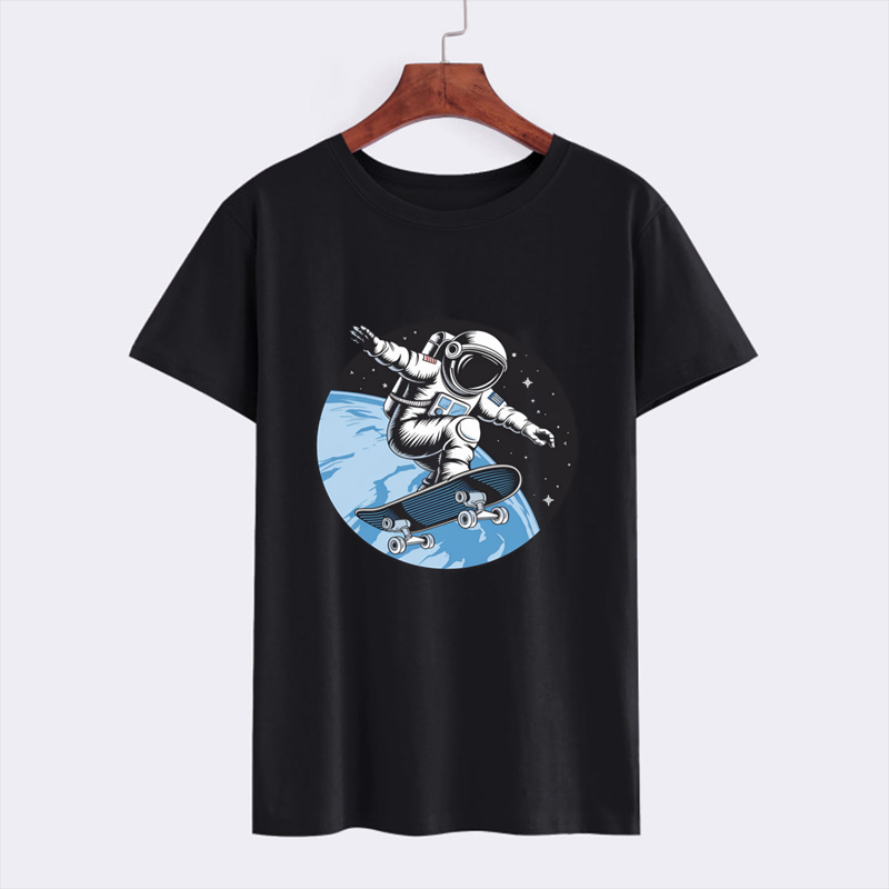 Cosmic Skateboarding Astronaut Graphic T-Shirt