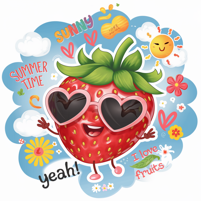 SunnyBerry Cute Strawberry Graphic Cotton T-Shirt