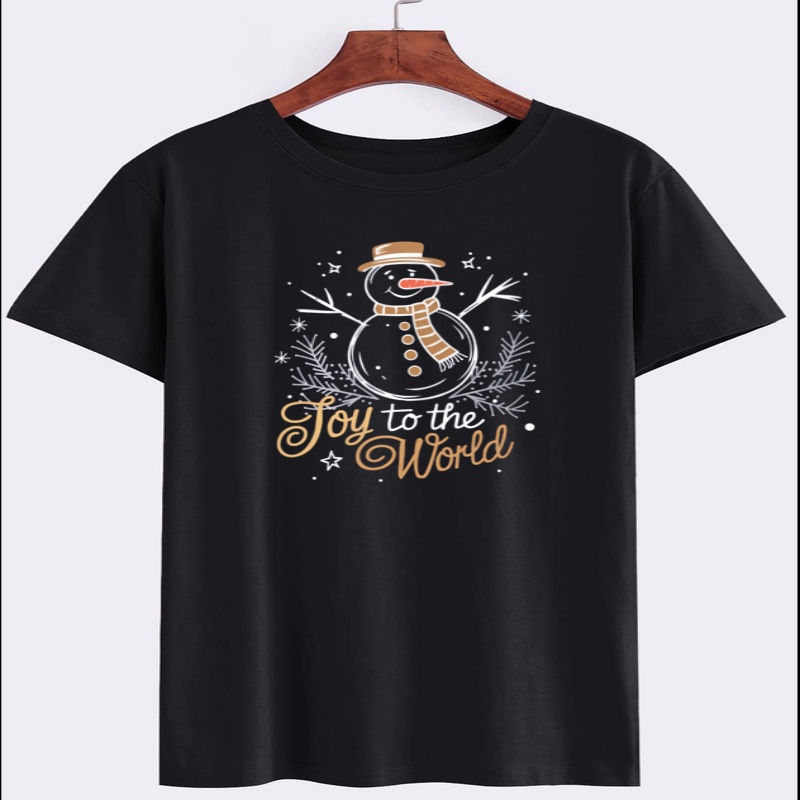 Christmas Snowman Graphic T-Shirt - Joy to the World Design