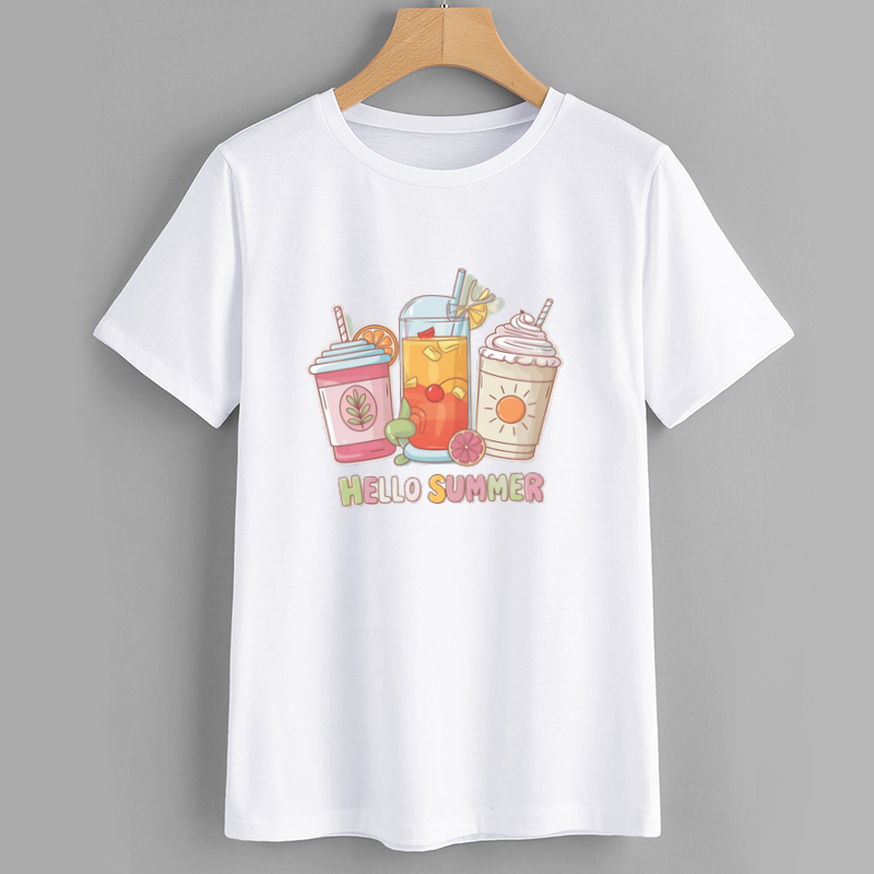 Cotton Summer Drink Graphic Tee T-Shirt