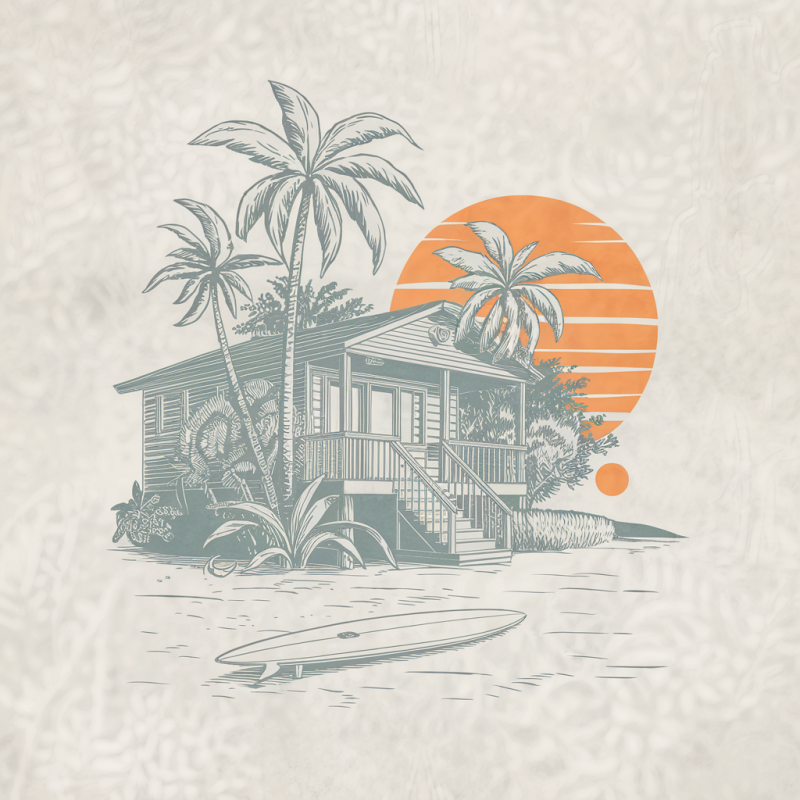 Beach House Sunset Graphic T-Shirt