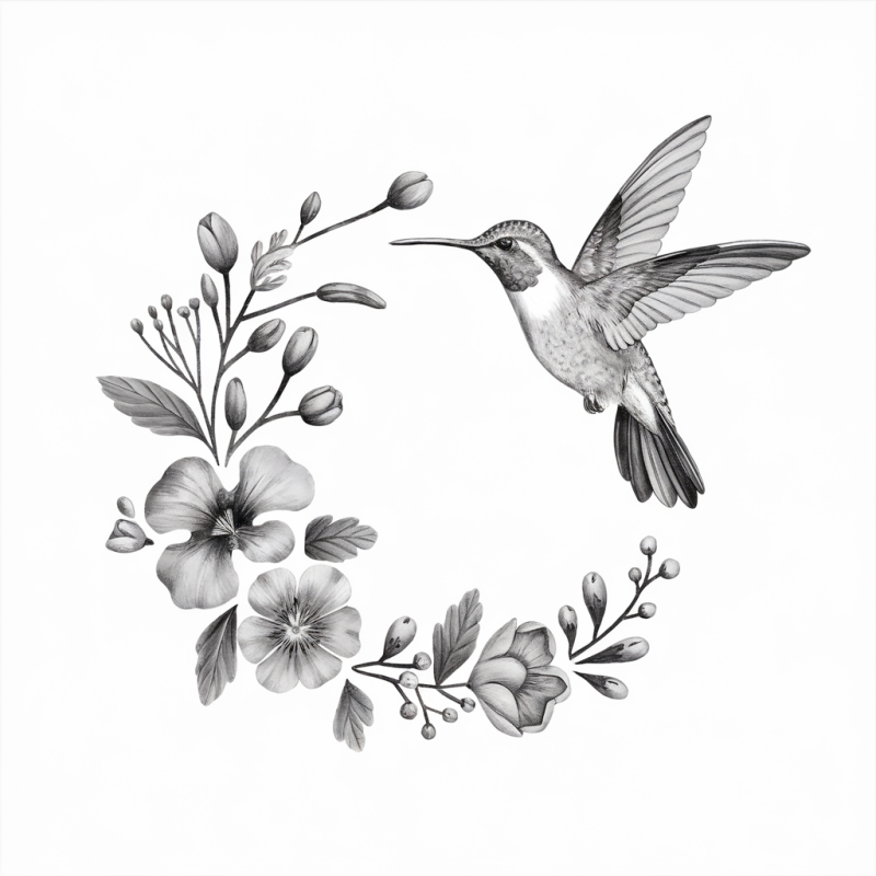 NatureEase Hummingbird Floral Cotton T-Shirt