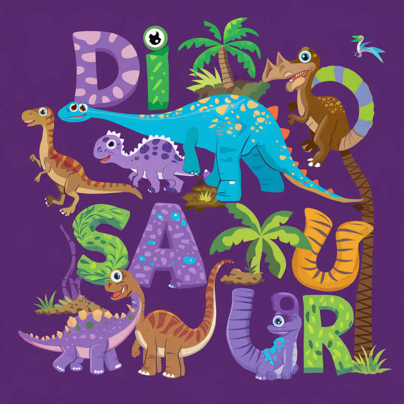 Cartoon Dinosaur Graphic Black Cotton T-Shirt