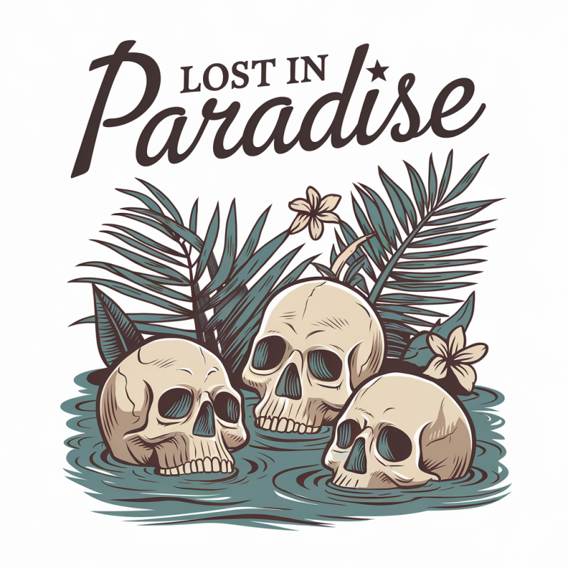 Lost in Paradise Skull Graphic Cotton T-Shirt
