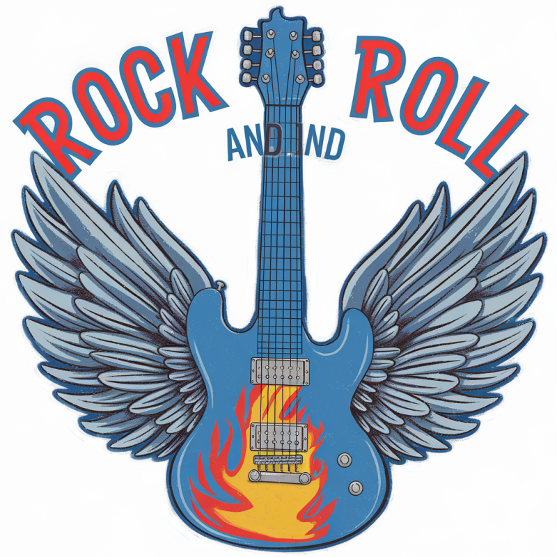 Vintage Rock and Roll Guitar Graphic T-Shirt