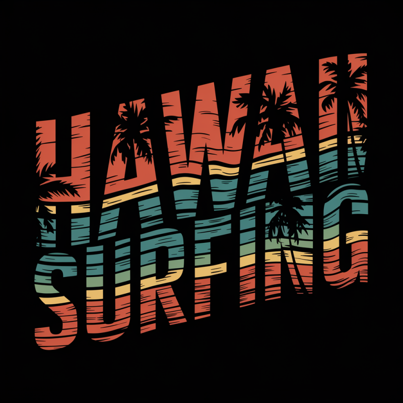 Hawaii Surfing Graphic T-Shirt