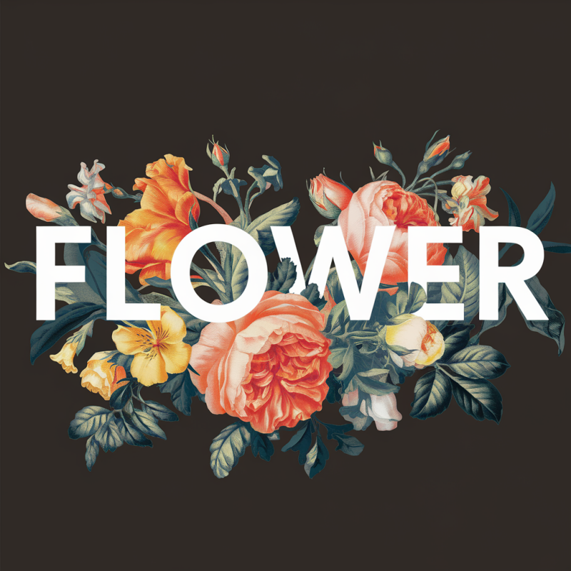 Floral Graphic Black T-Shirt with 'FLOWER' Print