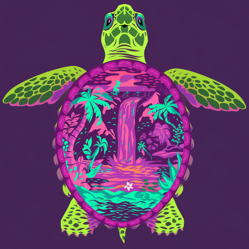 Colorful Turtle Graphic T-Shirt