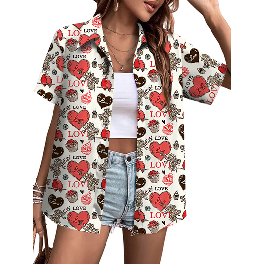 Valentine's Day Casual Pattern Button-Down Shirt