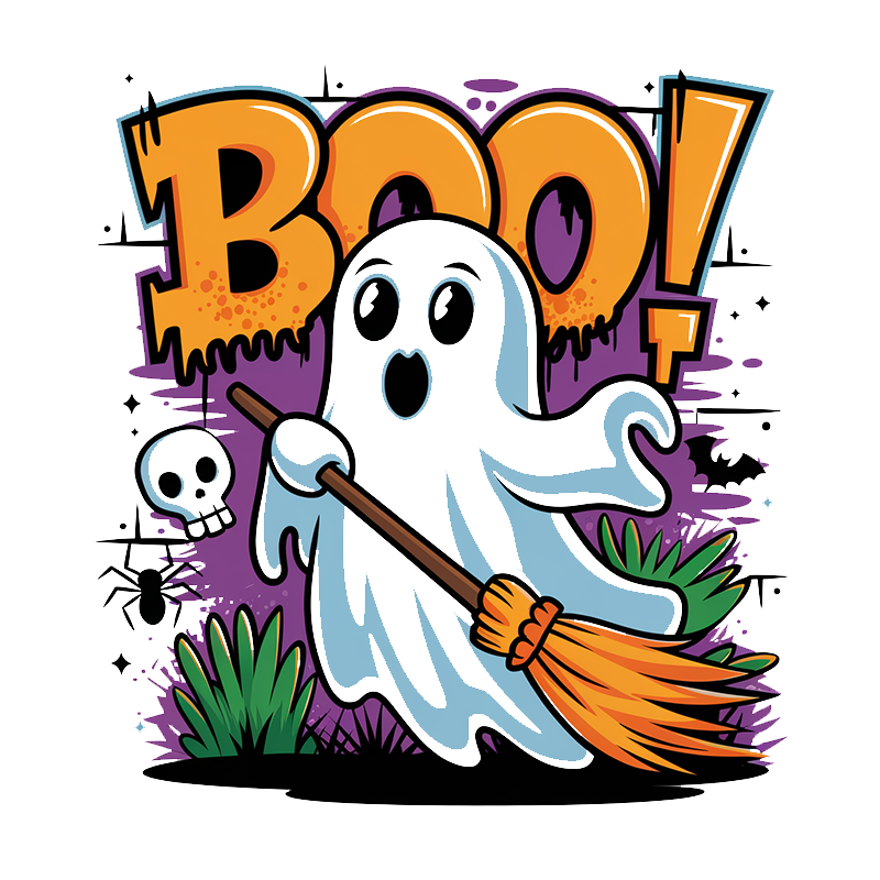 Halloween Pattern Top "Boo!" T-Shirt