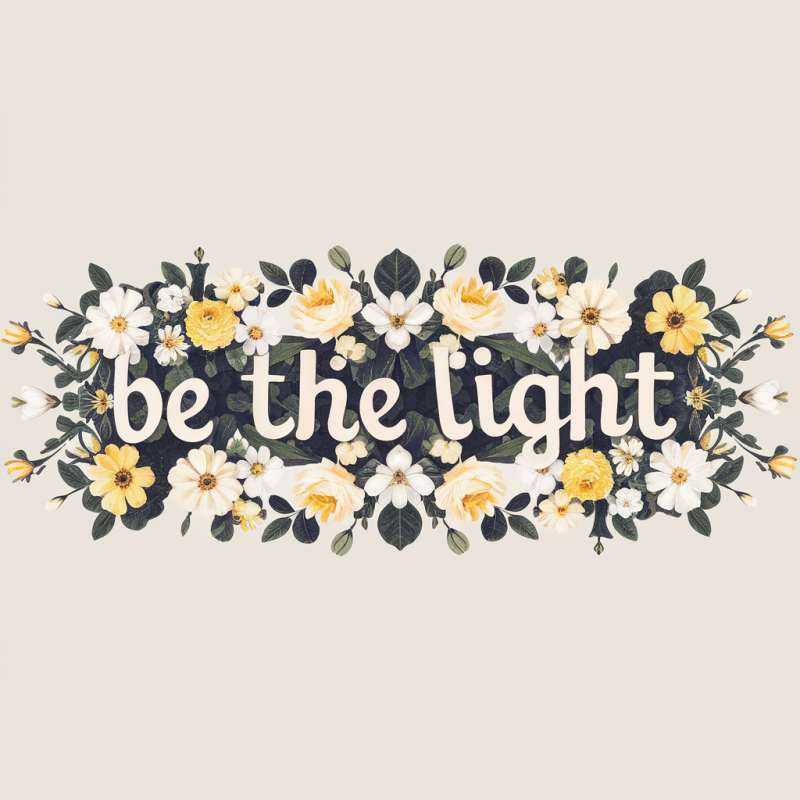 Floral 'Be The Light' Motivational T-Shirt