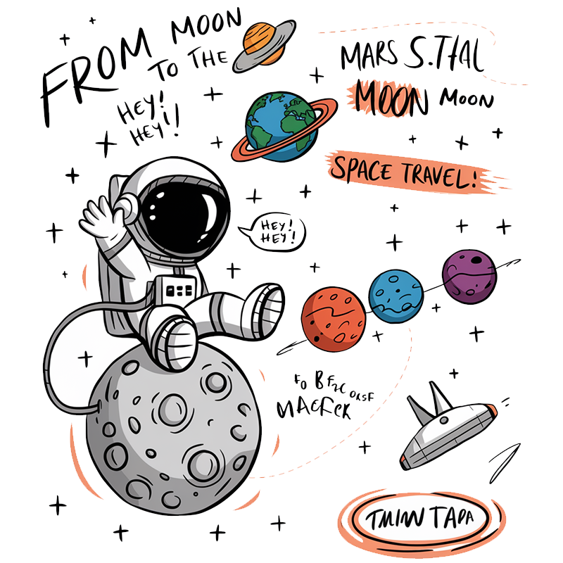 Astronaut Space Travel Graphic T-Shirt