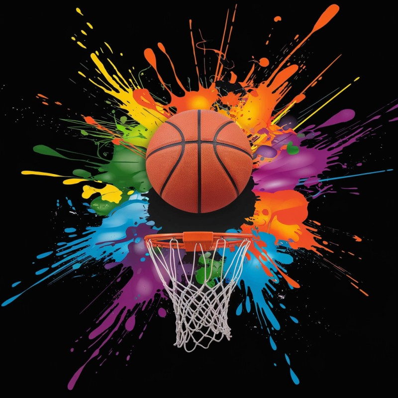 Colorful Basketball Graphic T-Shirt for Sports Enthusiasts