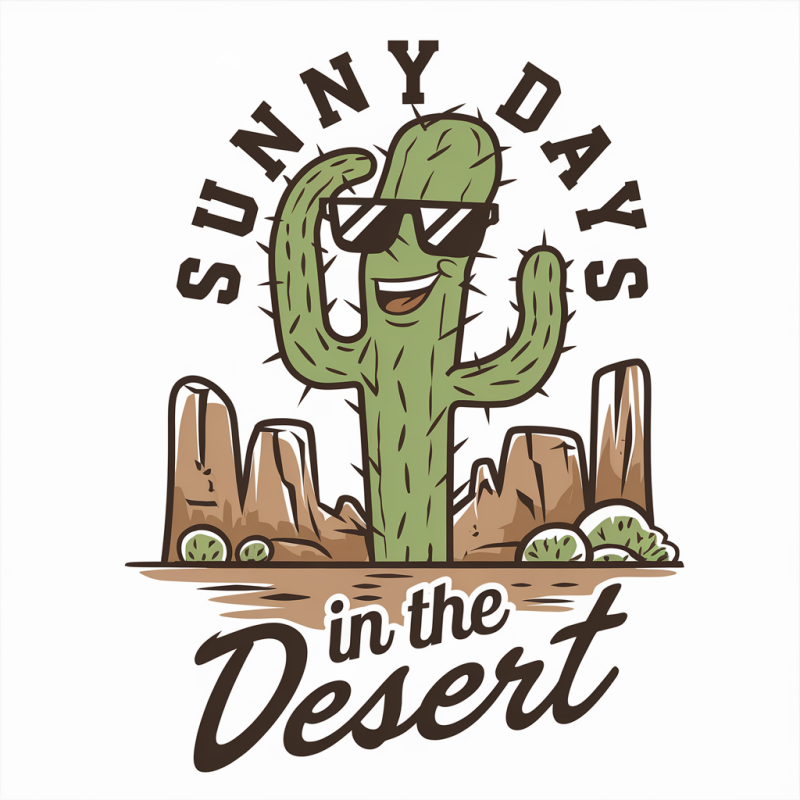 Sunny Days Cactus Graphic T-Shirt