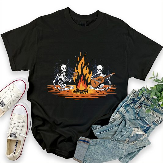Outdoor Camping Graphic Top Skull T-Shirt