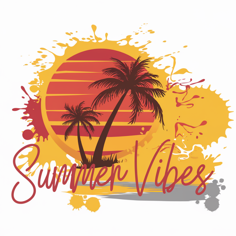 Sunset Palm Summer Vibes Cotton T-Shirt