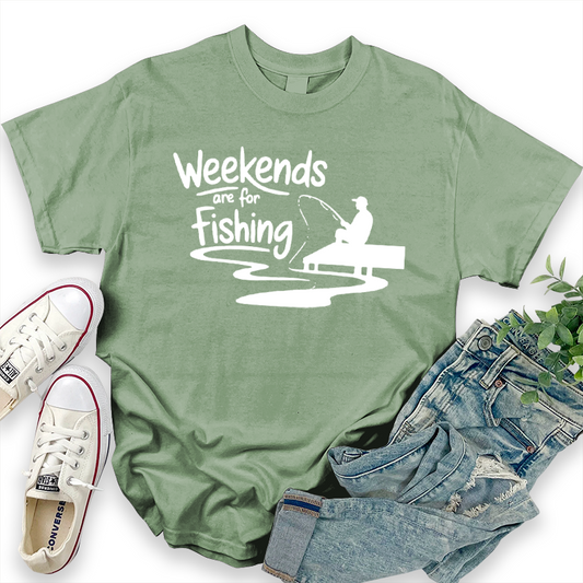 Casual Graphic Top - Weekends Are for Fishing T-shirt