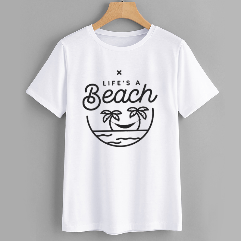 Cotton Life's a Beach Graphic T-Shirt