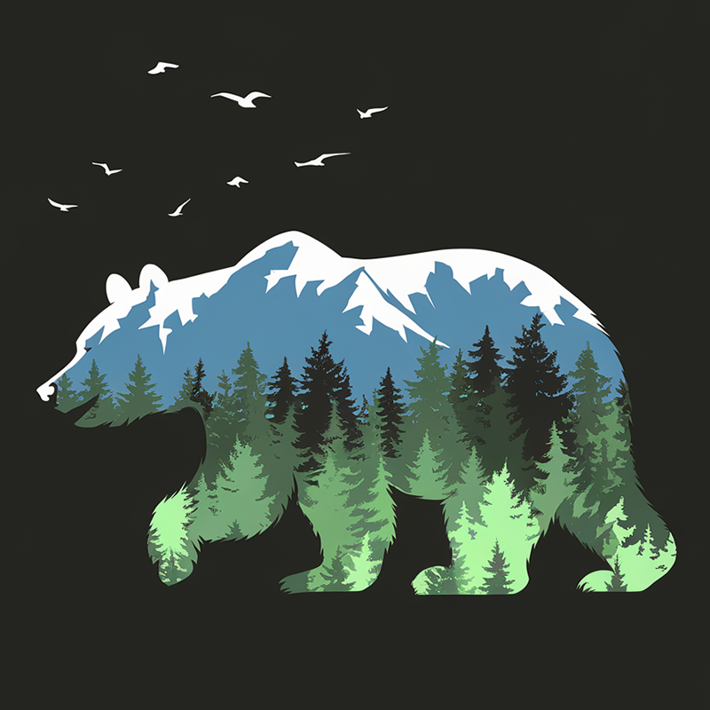 Casual Patterned Top Bears T-Shirt