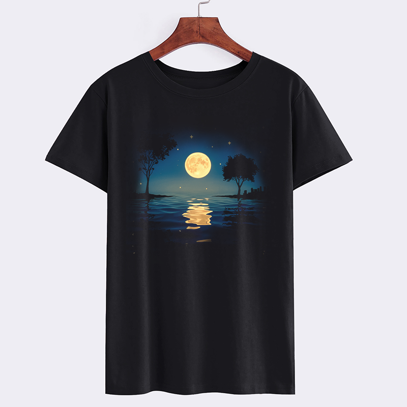 Moonlight Reflection Black T-Shirt