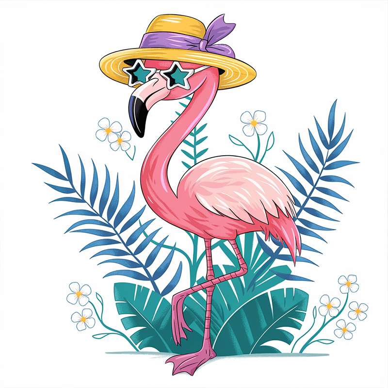 Flamingo Graphic Print Hawaiian T-shirt