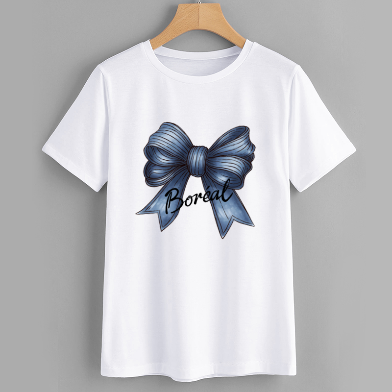 Boreal Blue Bow Graphic Cotton T-Shirt