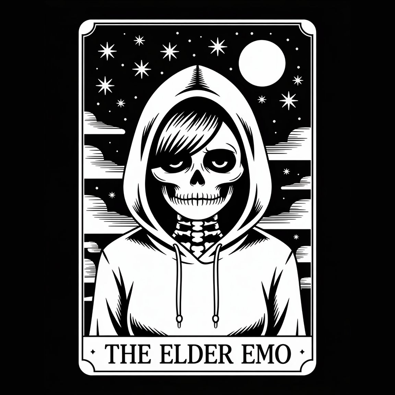 The Elder Emo Skull Graphic Black T-Shirt