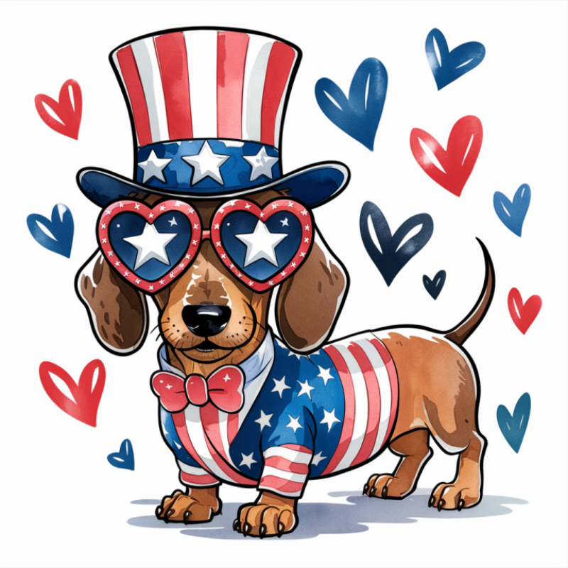 Patriotic Dachshund Graphic T-Shirt