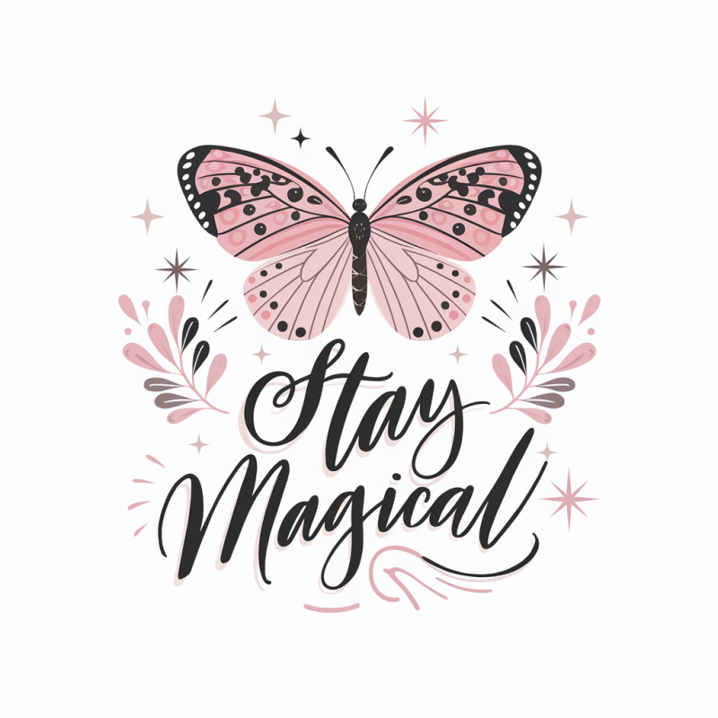 Cotton Stay Magical Butterfly Print T-Shirt