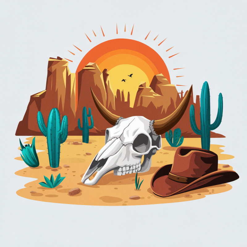 Western Cow Skull Graphic T-Shirt