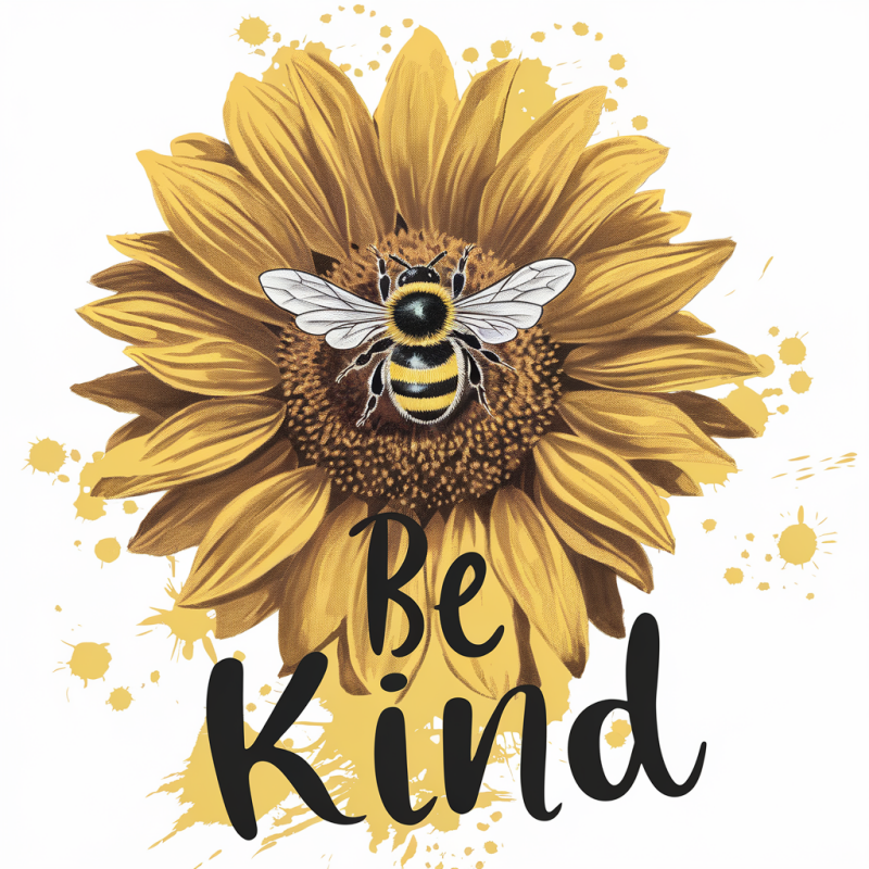 Be Kind Sunflower Bee Graphic T-Shirt