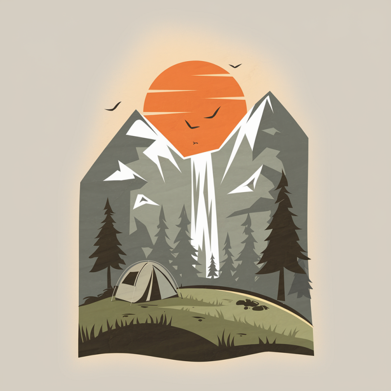 Adventure Graphic Tee with Nature Landscape Design