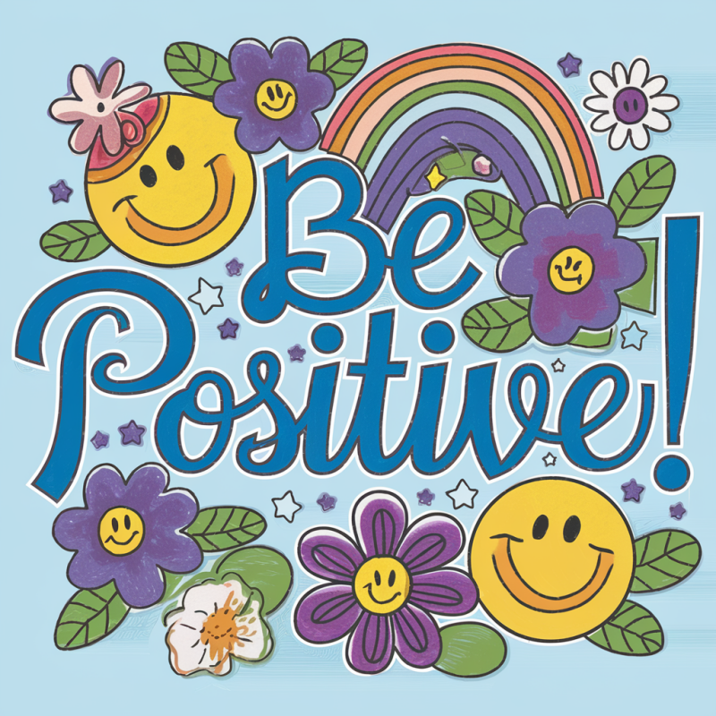 Be Positive Rainbow Graphic T-Shirt
