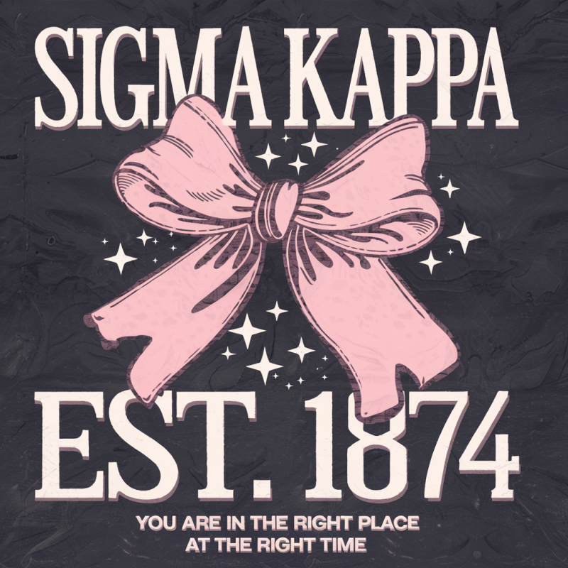 Sigma Kappa Pink Bow Graphic Cotton T-Shirt