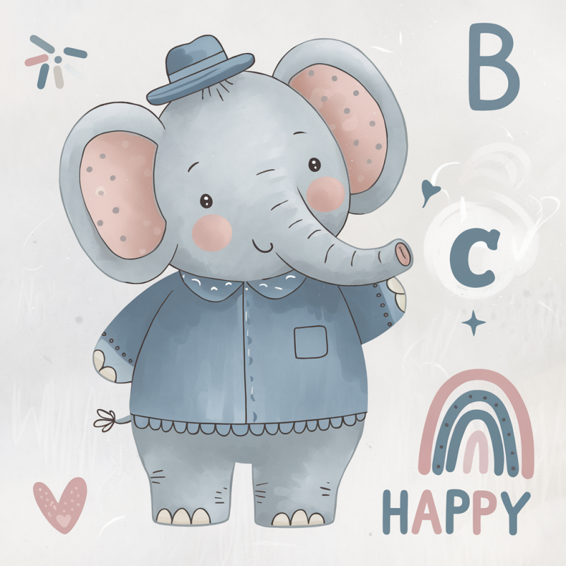 Adorable Elephant Graphic T-Shirt for Kids