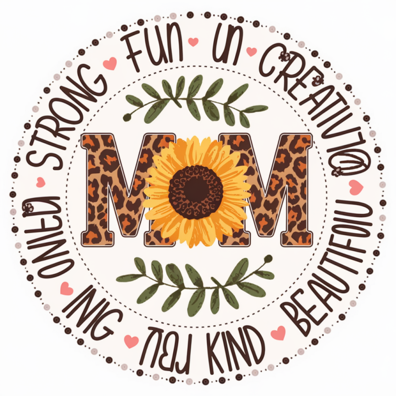 Sunflower Leopard Print Mom Cotton T-Shirt