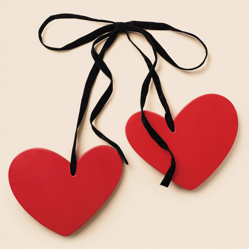 Heart Graphic T-Shirt with Ribbon Design