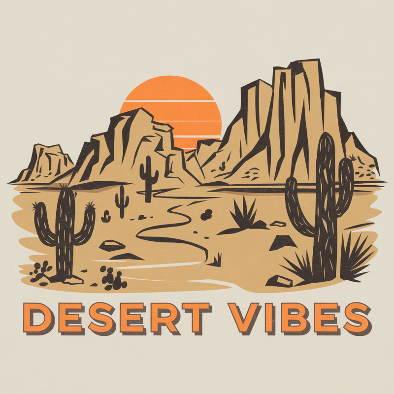 Desert Vibes Graphic Tee - Summer Casual Cotton T-Shirt