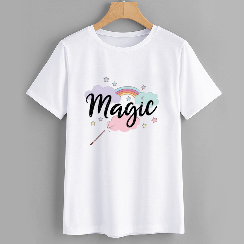 Magic Pastel Rainbow Graphic Cotton T-Shirt